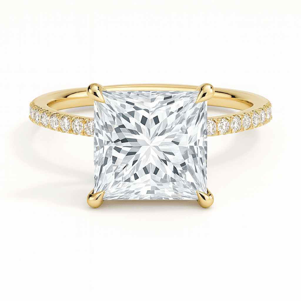 Secret Aura Halo Princess 3ct Diamond in 9ct Yellow Gold, 18ct Yellow Gold